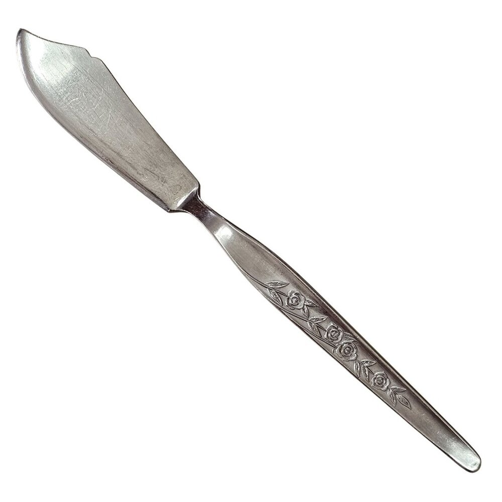 Elden Vintage Flower Butter Knife stainless 6.5" Rose Midcentury Colonial EDL5